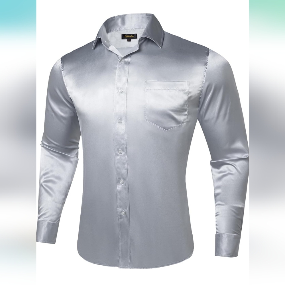 New DiBanGu Solid Dress Shirts Casual Long Sleeve Button Down Shirt Regular fit